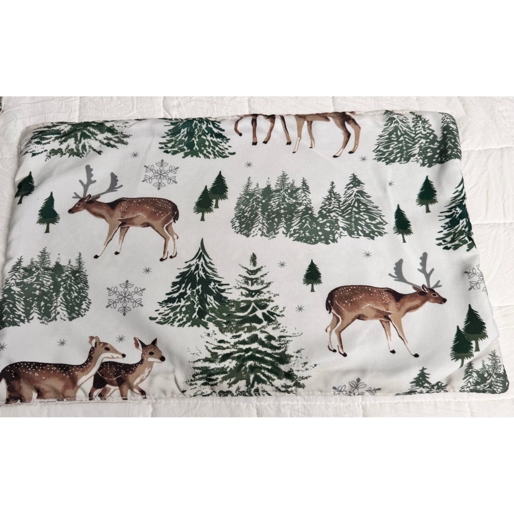 Rare ROBERT STANLEY Winter‎ Snowflake Deer Reversible Kilim Set of 6 Placemats